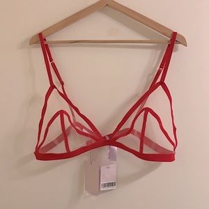 NWT Savage X Fenty Triangle Velvet Bralette Goji Berry Red XL